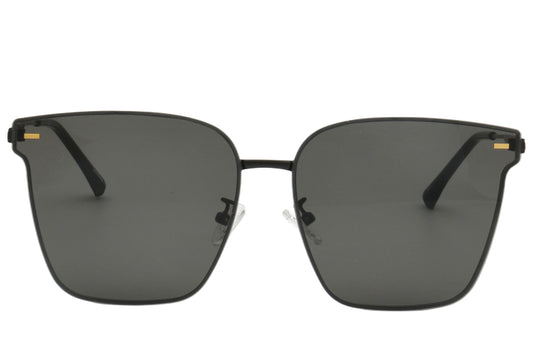 Oversized Square Sunglasses - Bold Black Metal Design