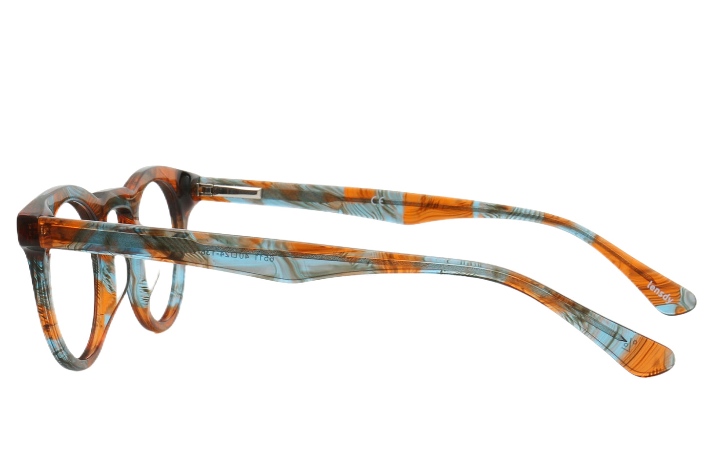 Cuban Pantos Eyeglasses Frame - Orange & Blue Design