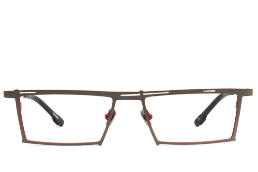 Titanium Eyeglasses Frame - Bold Brown & Orange Design