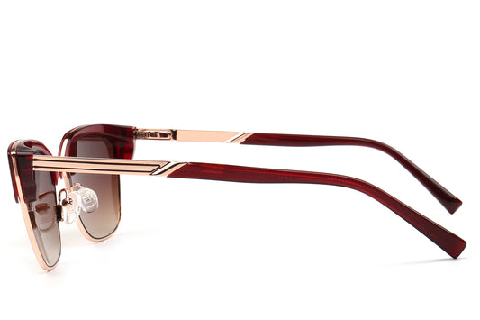 Cat-Eye Sunglasses - Red Acetate & Gold Accents