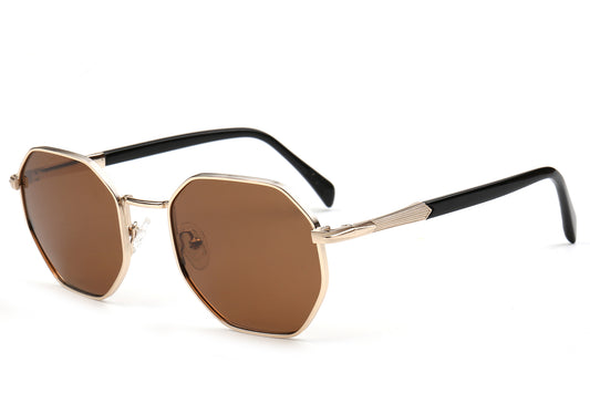 Octagonal Gold Sunglasses - Elegant & Luxurious