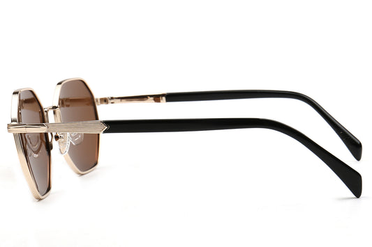 Octagonal Gold Sunglasses - Elegant & Luxurious