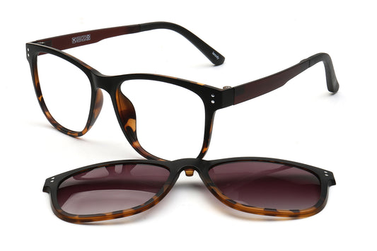 Lynx tortoiseshell magnetic clip-on glasses - front view