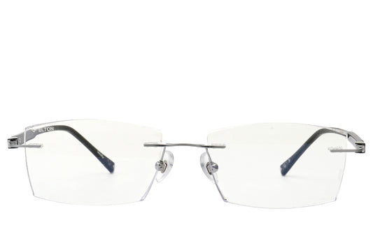 Minimal square rimless glasses - side view