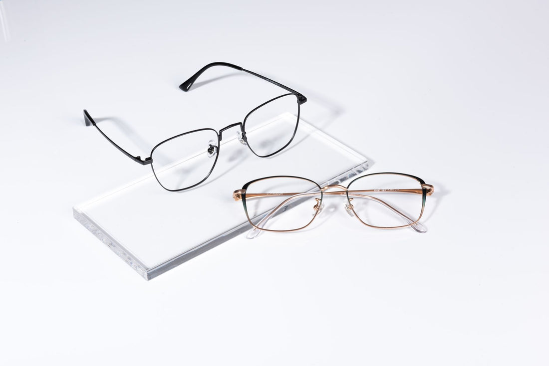 Modern eyewear with sleek design on a white background, showcasing optical fashion.