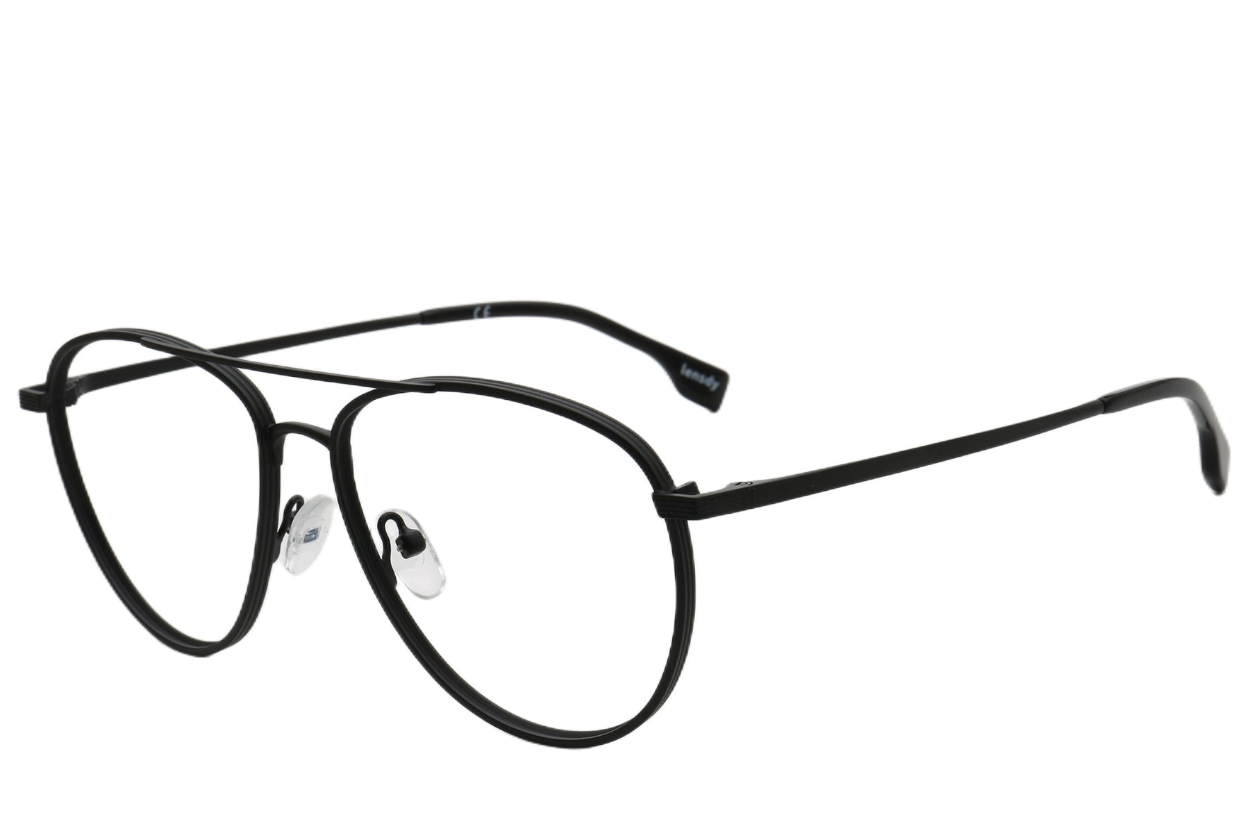 Hamburg Pilot Eyeglasses Frame - Black & Gold Metal Design 