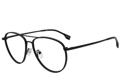Hamburg Pilot Eyeglasses Frame - Black & Gold Metal Design 