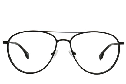 Hamburg Pilot Eyeglasses Frame - Black & Gold Metal Design 