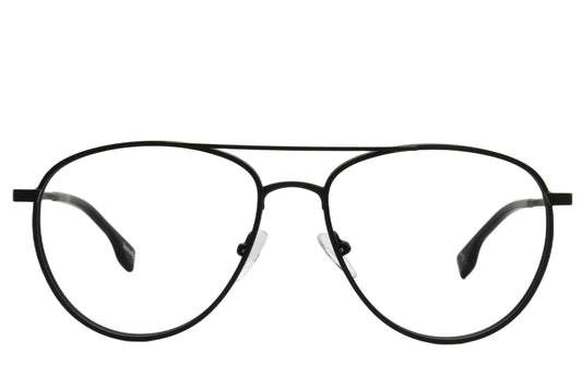 Hamburg Pilot Eyeglasses Frame - Black & Gold Metal Design 