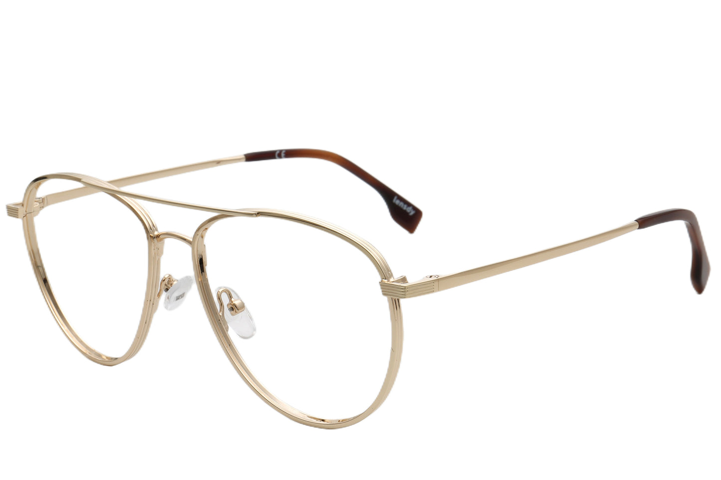 Hamburg Pilot Eyeglasses Frame - Black & Gold Metal Design 