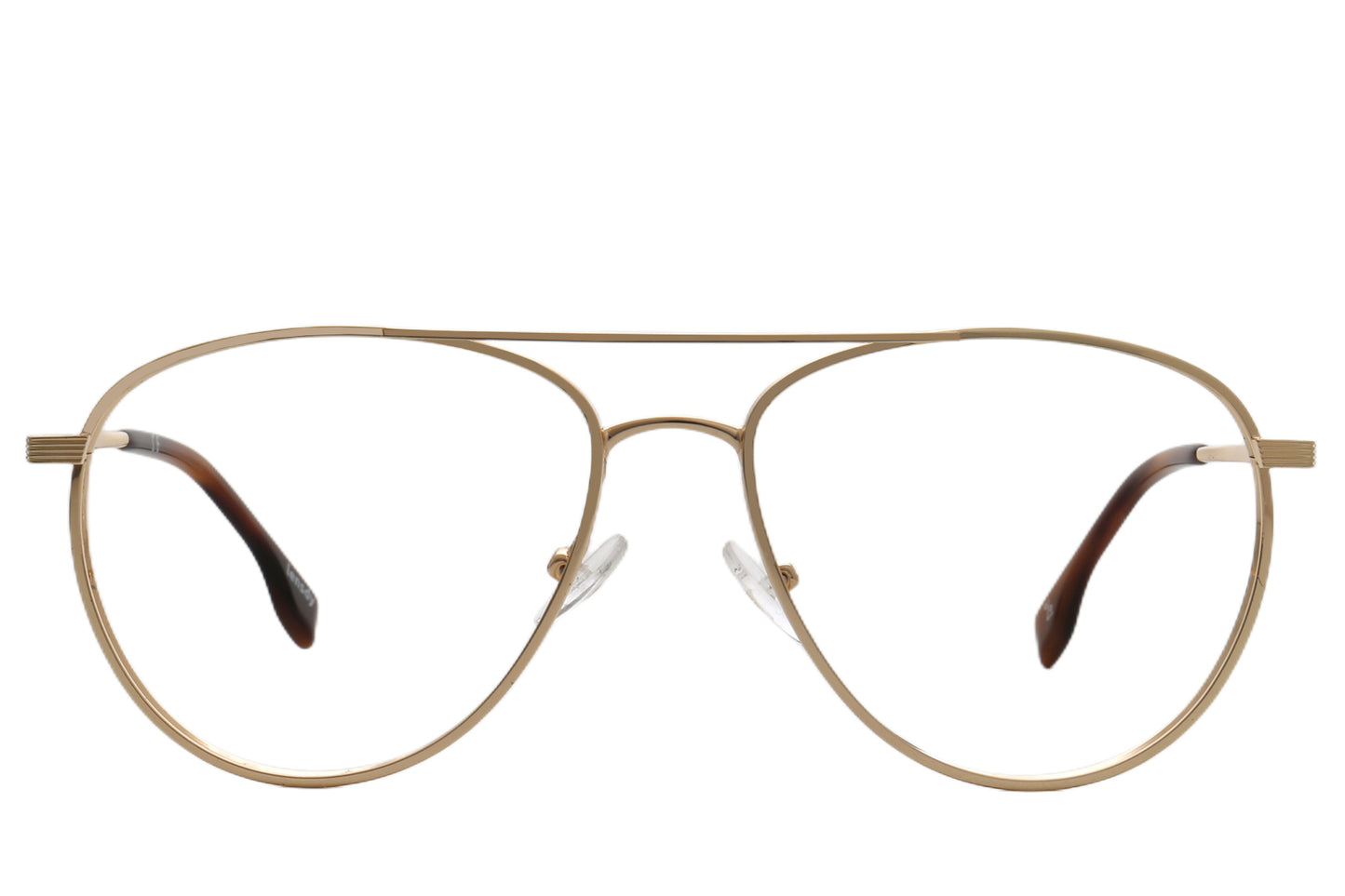 Hamburg Pilot Eyeglasses Frame - Black & Gold Metal Design 