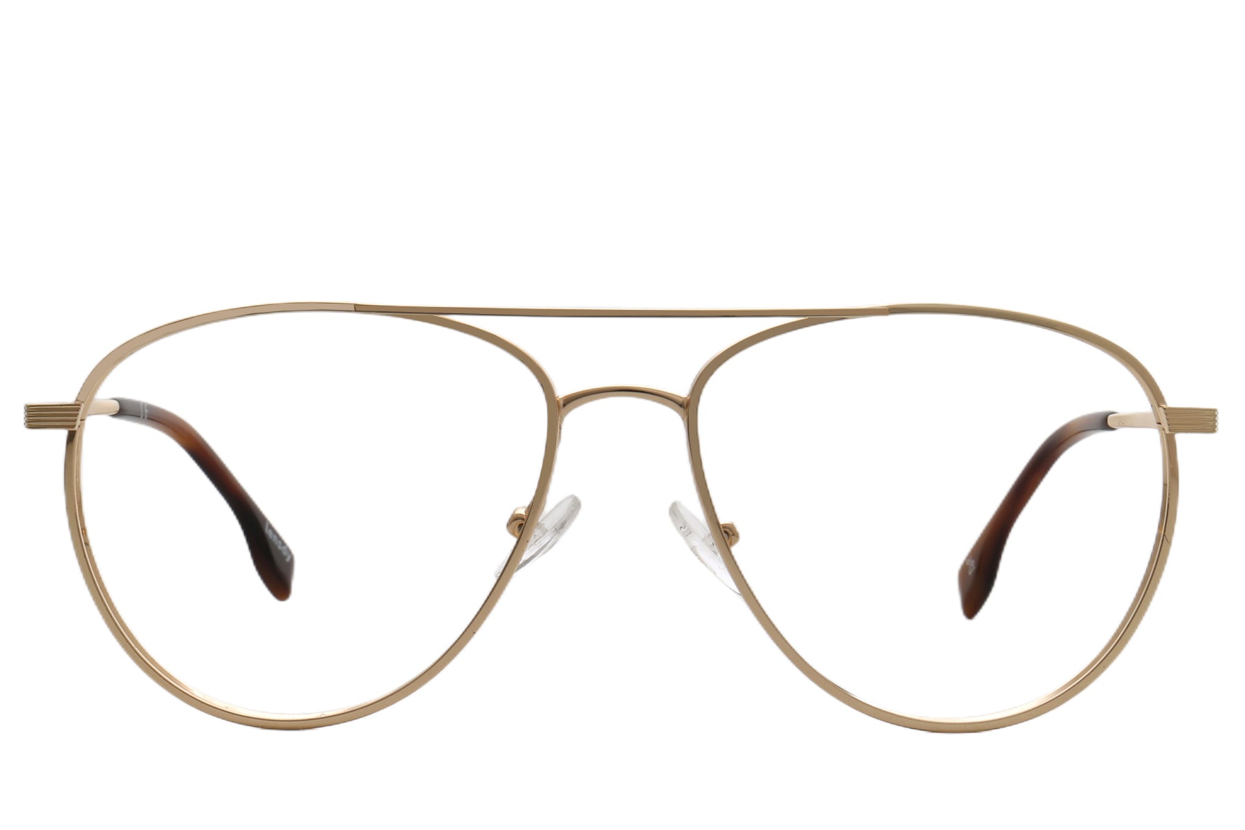 Hamburg Pilot Eyeglasses Frame - Black & Gold Metal Design 