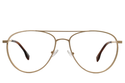 Hamburg Pilot Eyeglasses Frame - Black & Gold Metal Design 