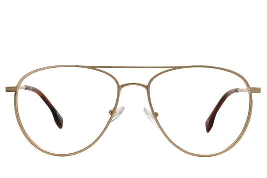 Hamburg Pilot Eyeglasses Frame - Black & Gold Metal Design 