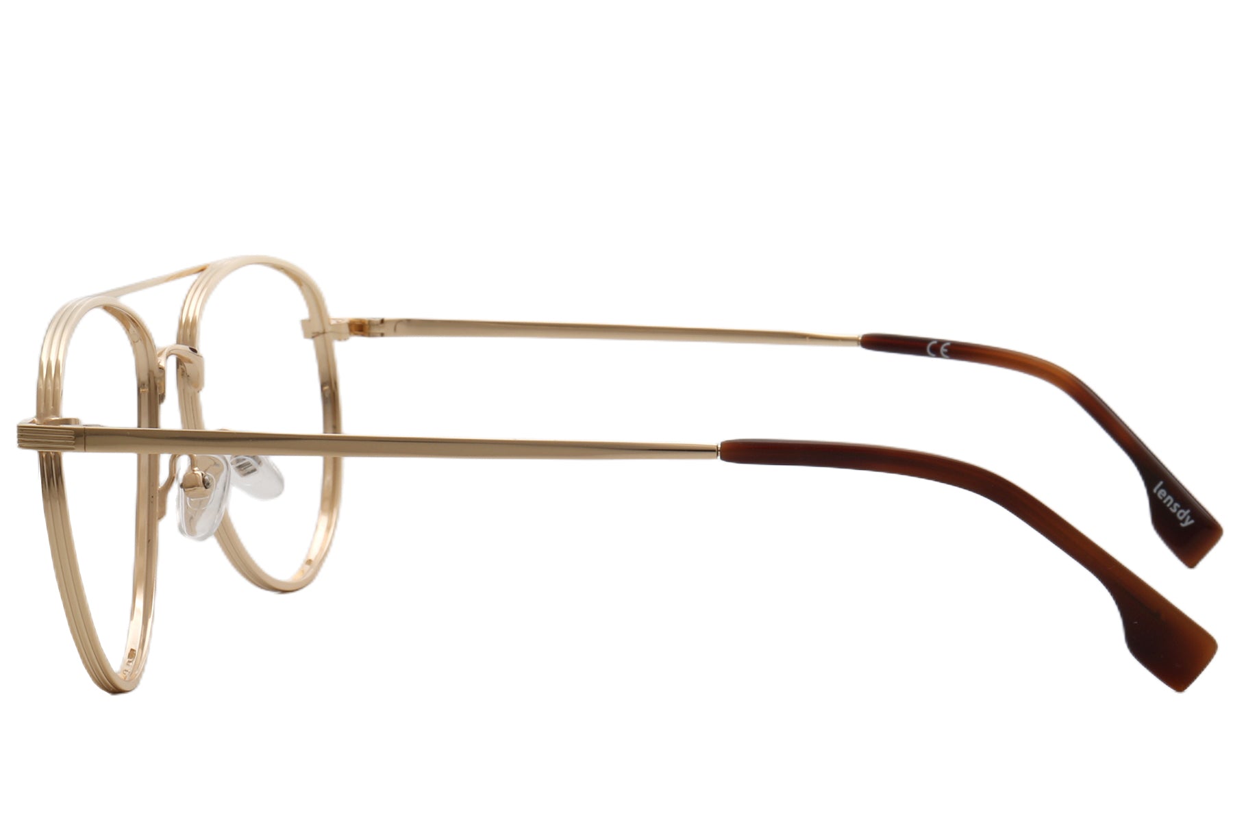 Hamburg Pilot Eyeglasses Frame - Black & Gold Metal Design 