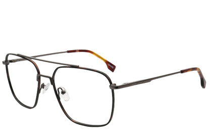 Frankfurt Pilot Eyeglasses Frame - Silver & Amber Acetate