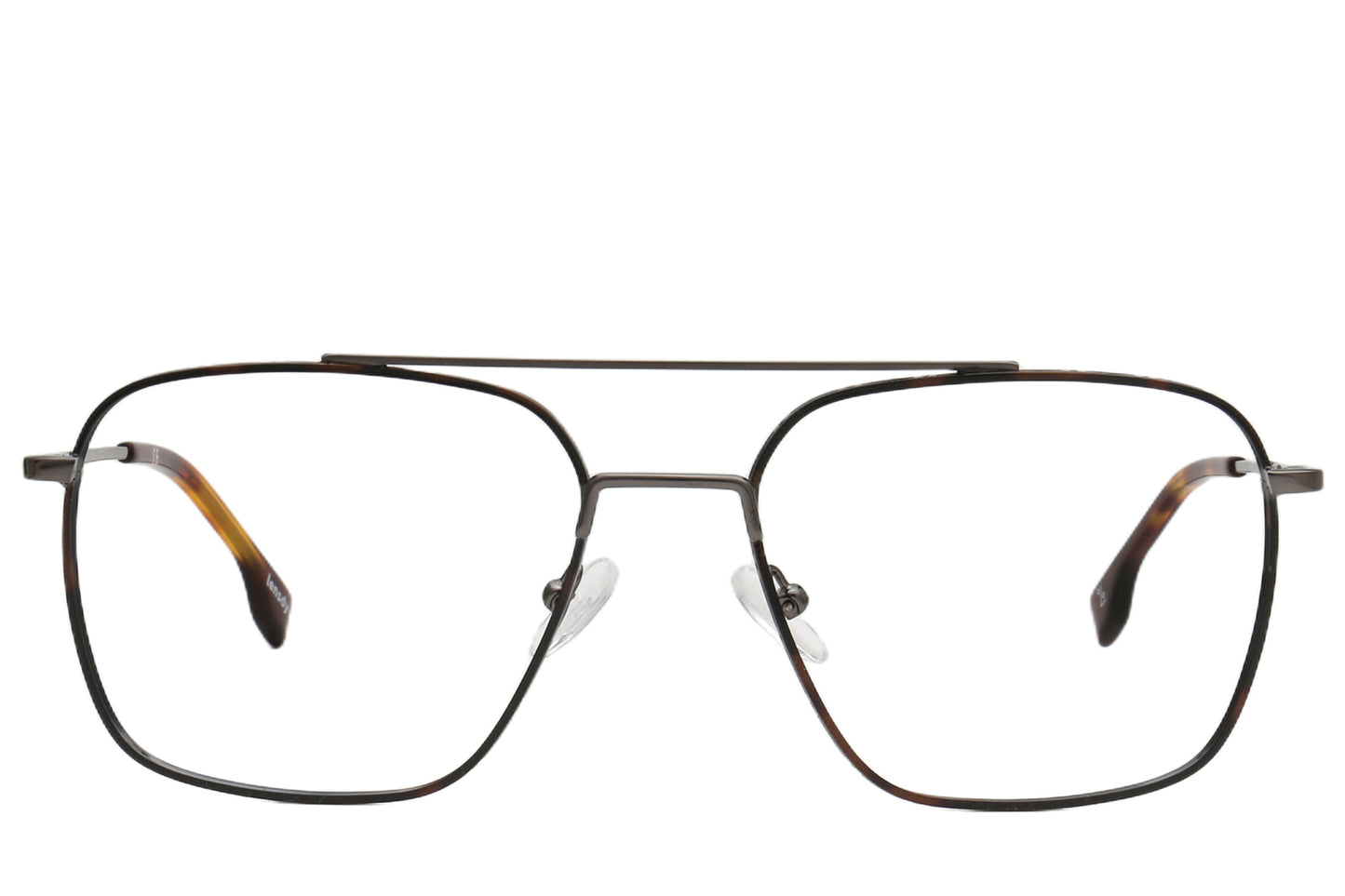 Frankfurt Pilot Eyeglasses Frame - Silver & Amber Acetate