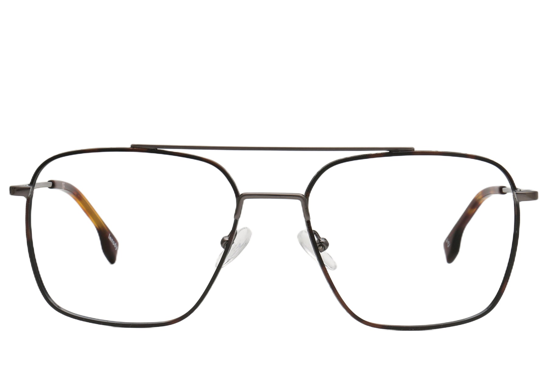 Frankfurt Pilot Eyeglasses Frame - Silver & Amber Acetate