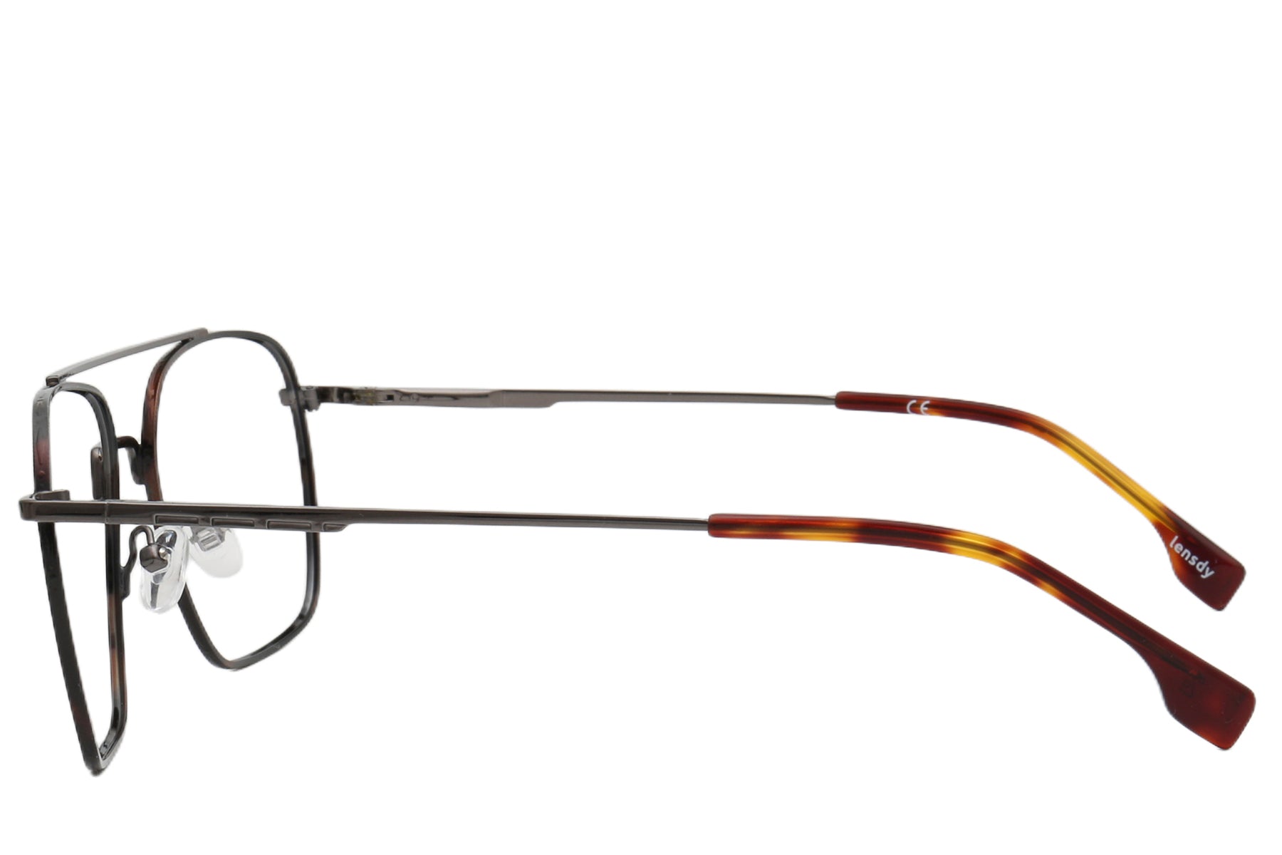 Frankfurt Pilot Eyeglasses Frame - Silver & Amber Acetate