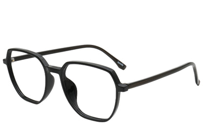 Diamond-Shaped Eyeglasses Frame - Glossy Black Acetate