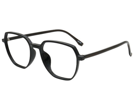 Diamond-Shaped Eyeglasses Frame - Glossy Black Acetate