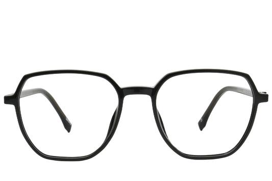Diamond-Shaped Eyeglasses Frame - Glossy Black Acetate