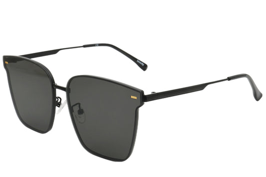 Oversized Square Sunglasses - Bold Black Metal Design 