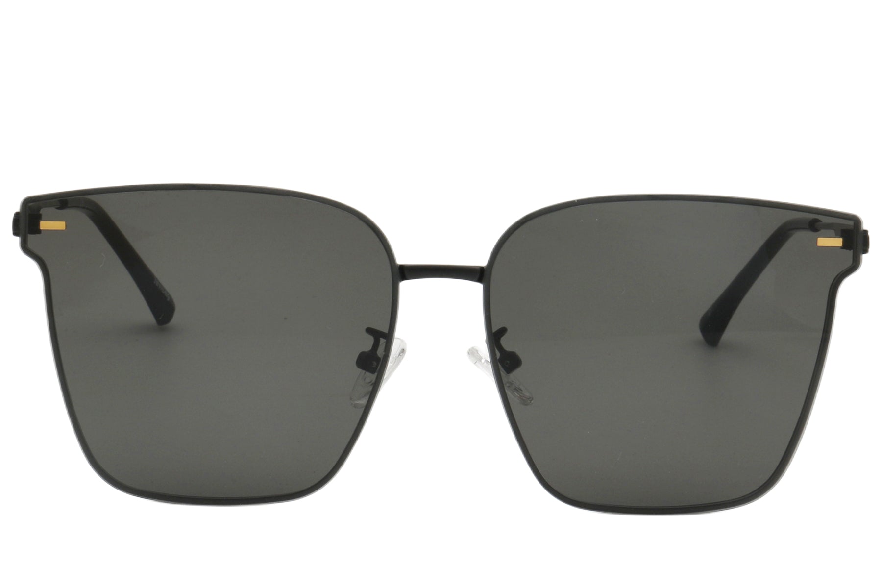 Oversized Square Sunglasses - Bold Black Metal Design 
