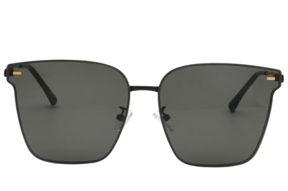 Oversized Square Sunglasses - Bold Black Metal Design 