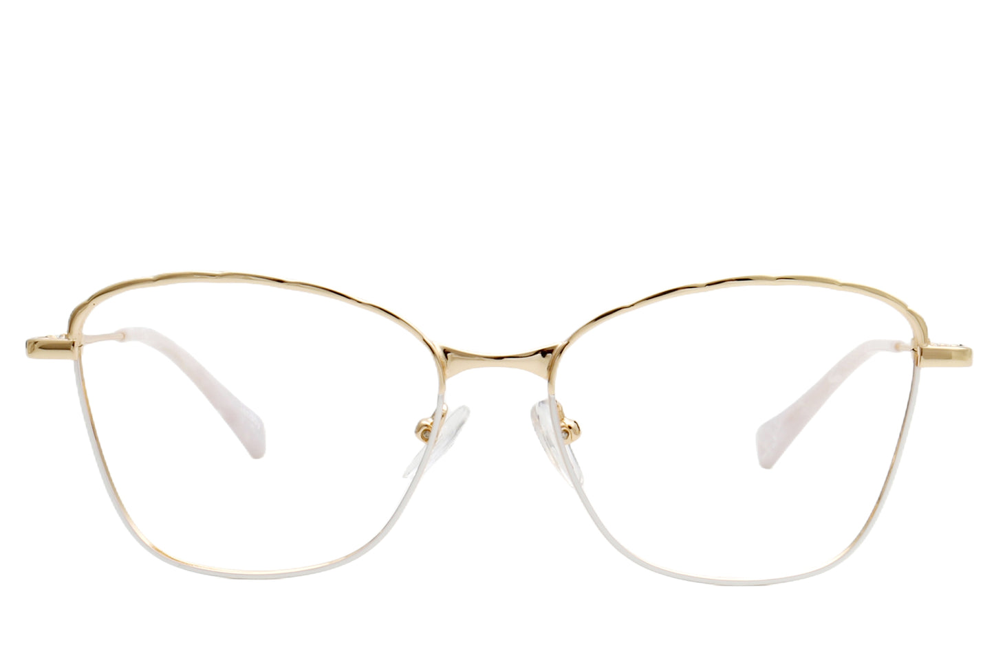 Cat-Eye Eyeglasses Frame - Gold & White Elegant Design