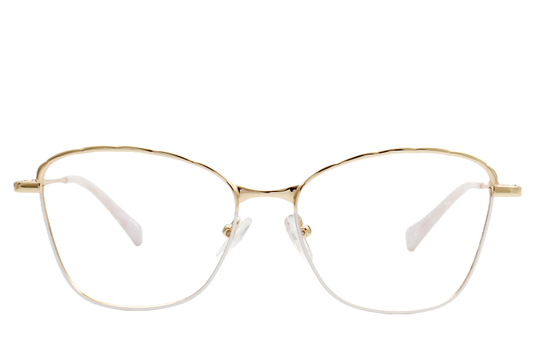 Cat-Eye Eyeglasses Frame - Gold & White Elegant Design