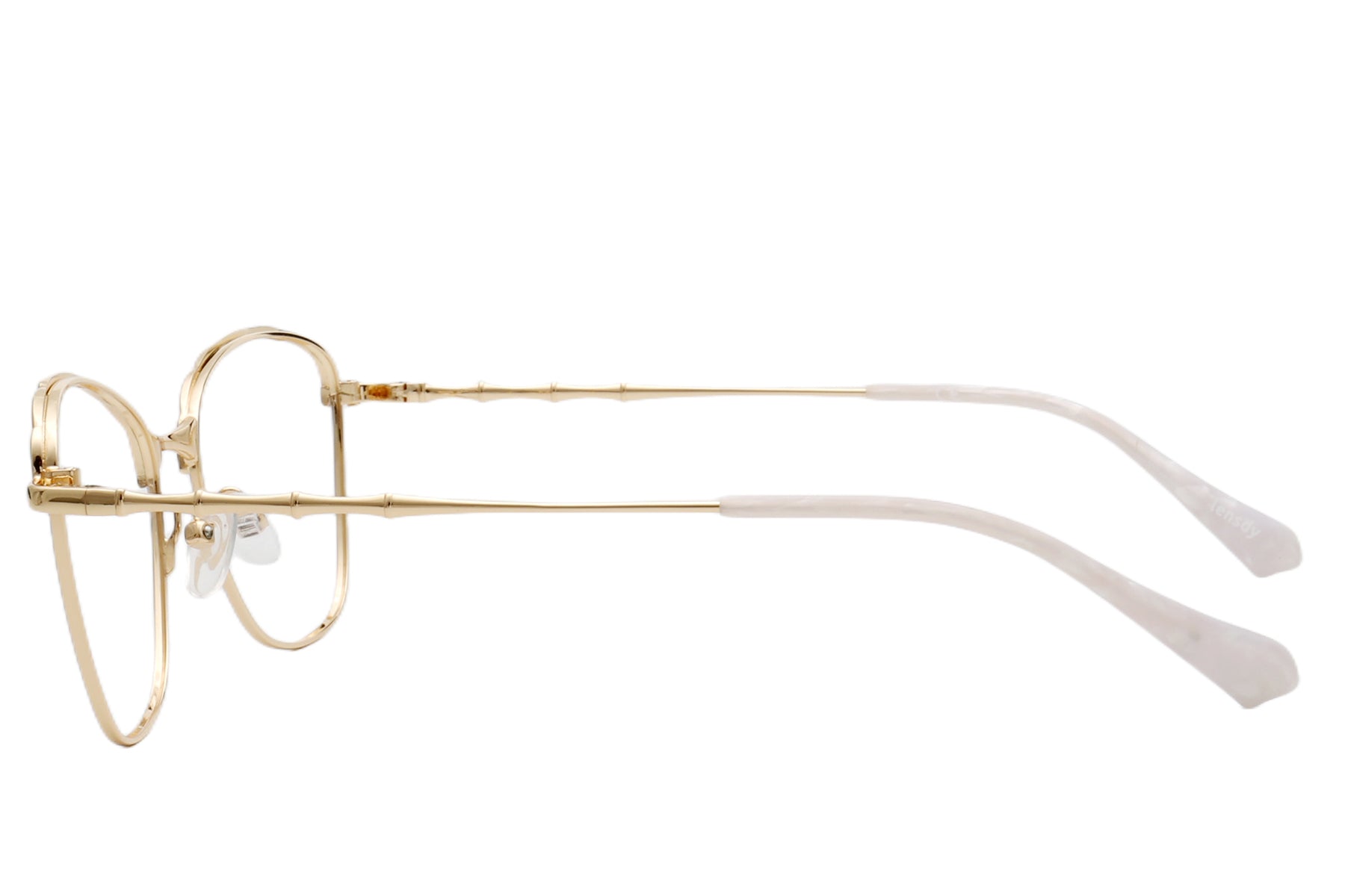 Cat-Eye Eyeglasses Frame - Gold & White Elegant Design
