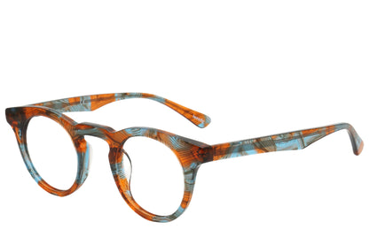 Cuban Pantos Eyeglasses Frame - Orange & Blue Design