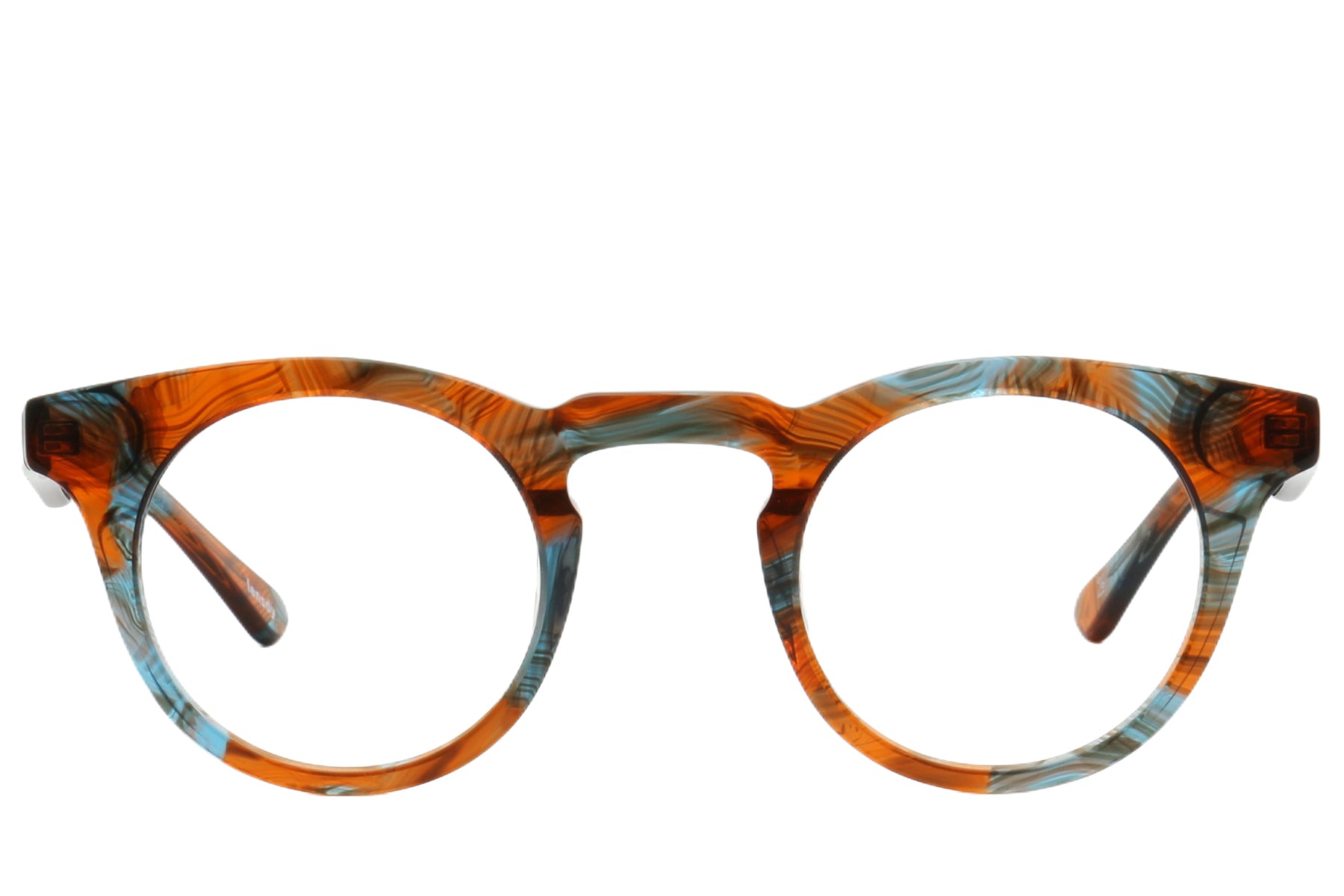 Cuban Pantos Eyeglasses Frame - Orange & Blue Design