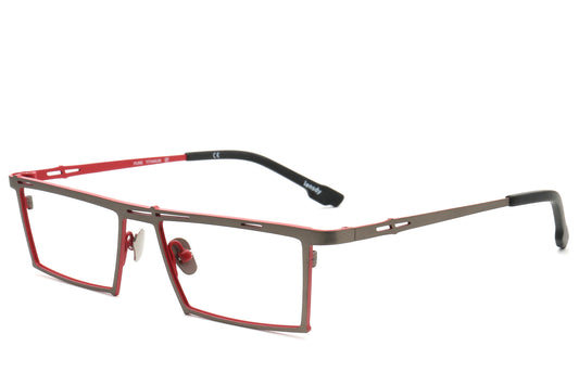 Titanium Eyeglasses Frame - Bold Brown & Orange Design