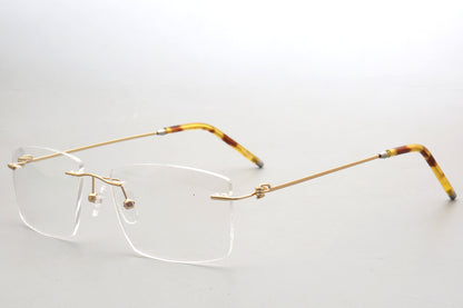 Rimless Eyeglasses Frame - Sleek Stainless Steel Temples 