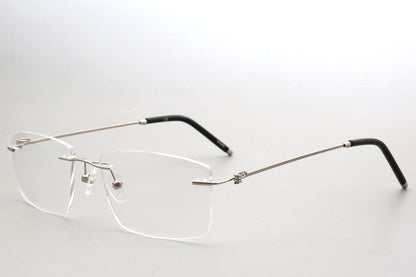 Rimless Eyeglasses Frame - Sleek Stainless Steel Temples 