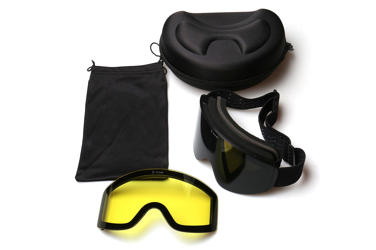 Alpine Black Snow Goggles - Magnetic Lens