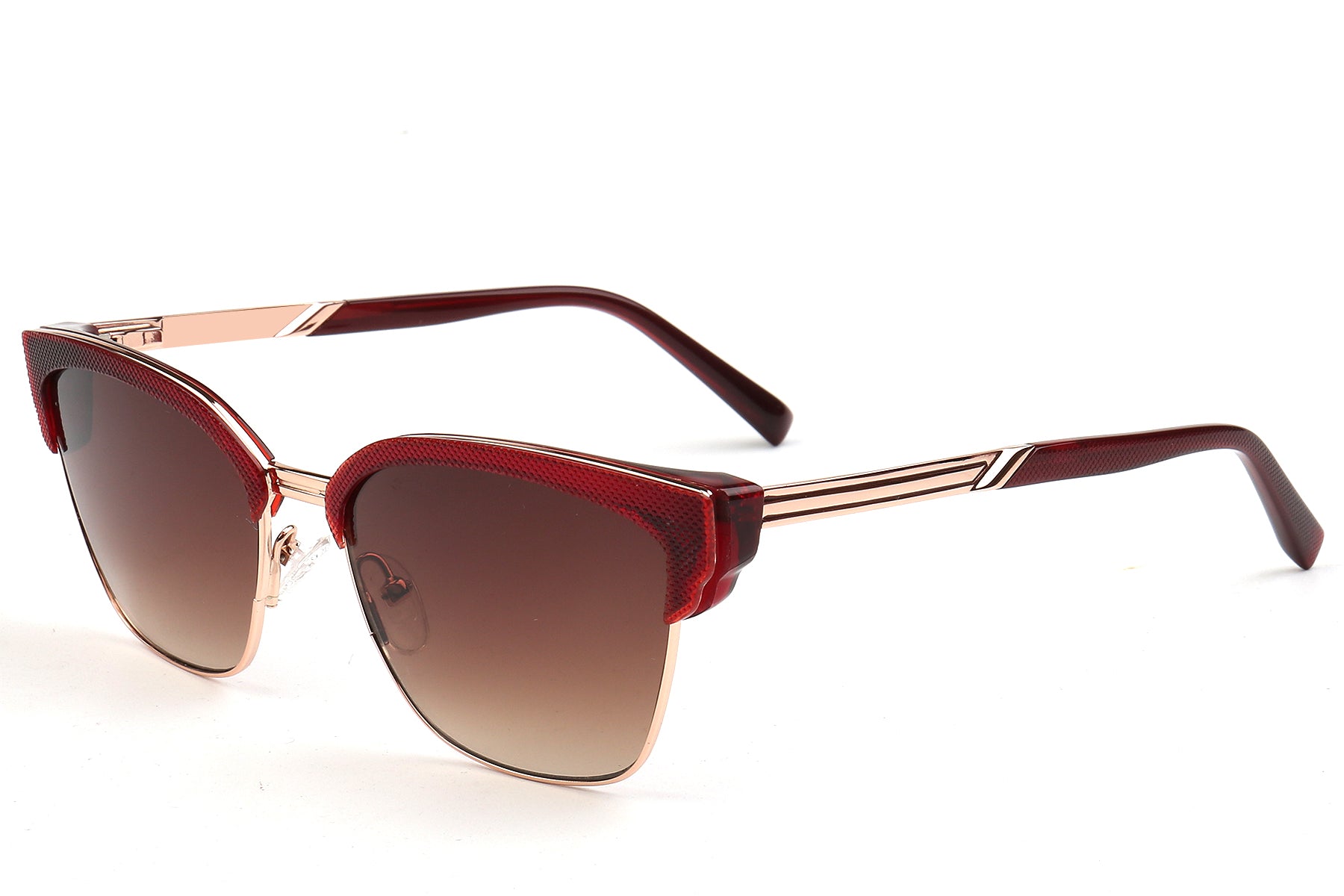 Cat-Eye Sunglasses - Red Acetate & Gold Accents