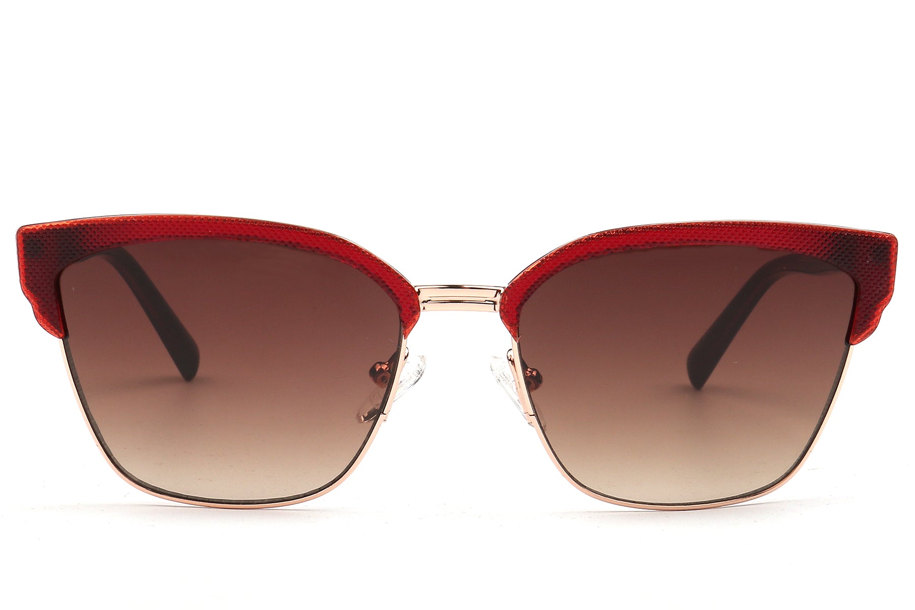 Cat-Eye Sunglasses - Red Acetate & Gold Accents
