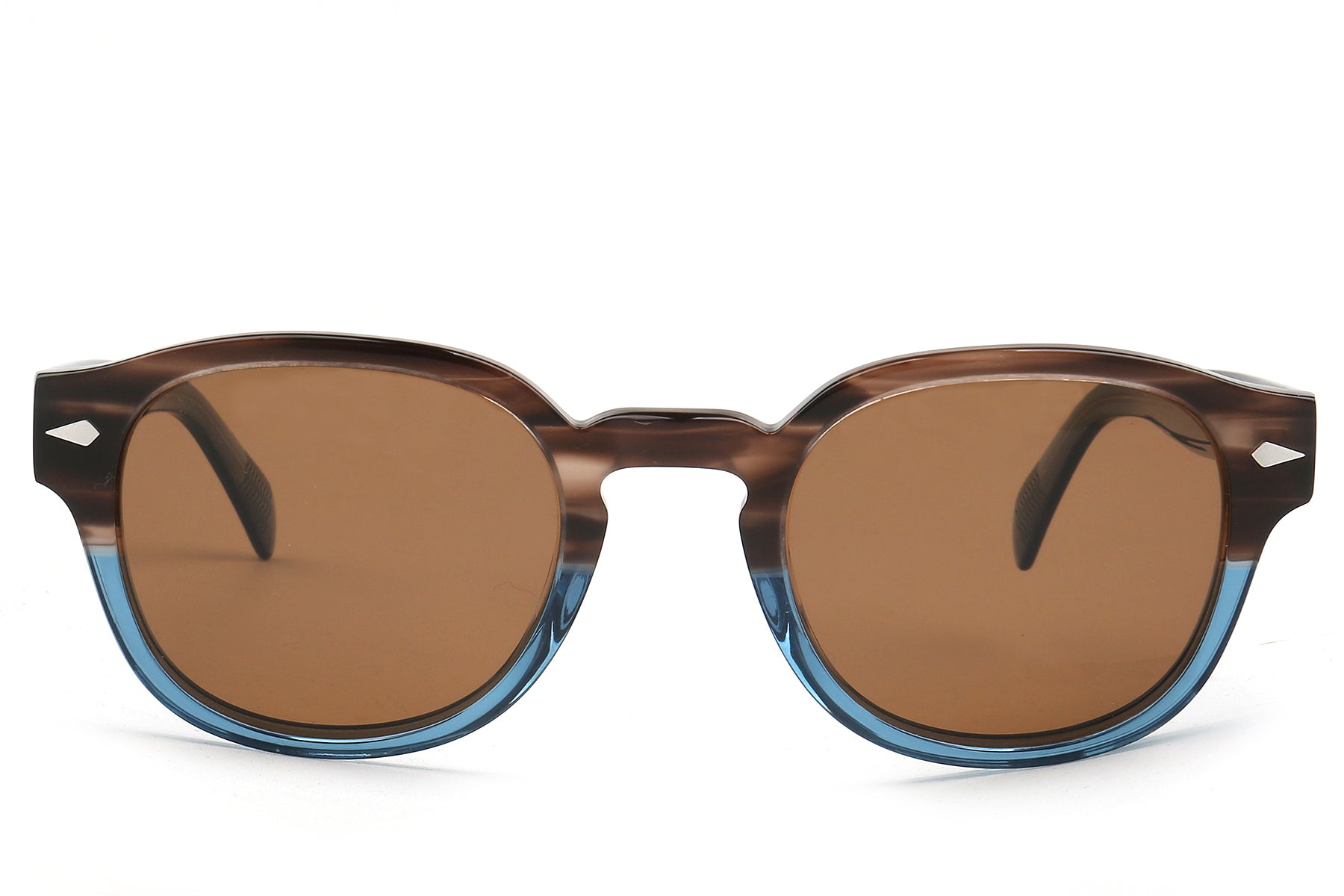 Azure Round Sunglasses - Blue & Brown Translucent Acetate