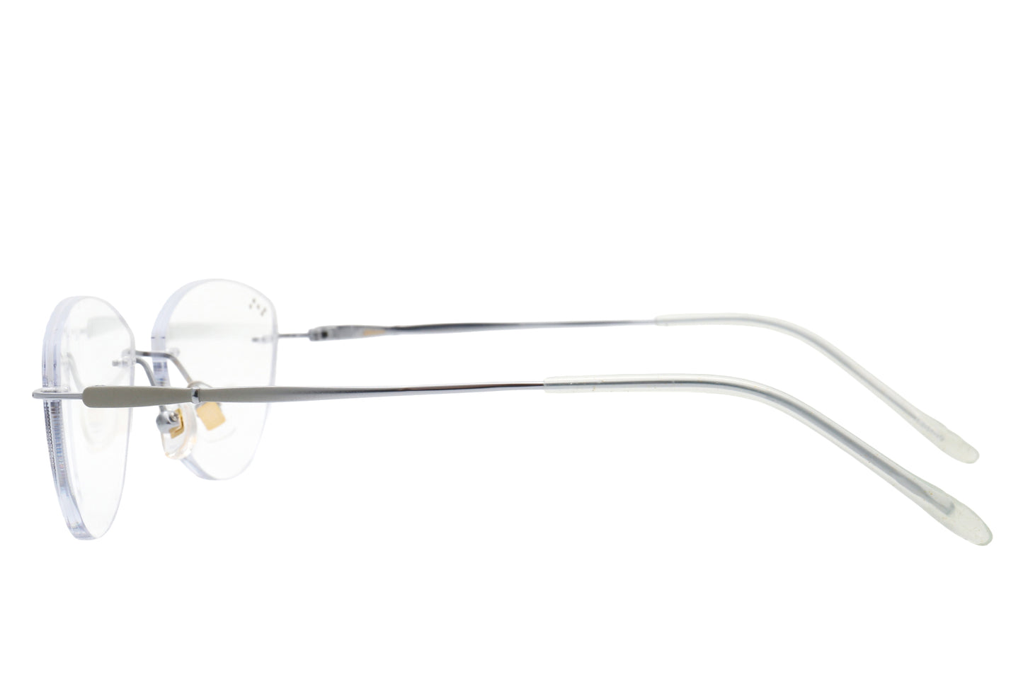 Quartz minimalist rimless glasses - detail view