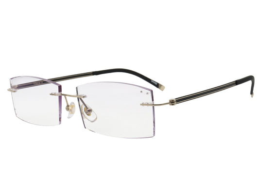 Starburst purple rimless glasses - front view
