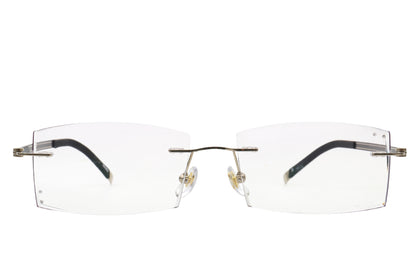 Starburst purple rimless glasses - side view