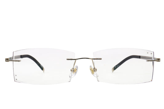 Starburst purple rimless glasses - side view