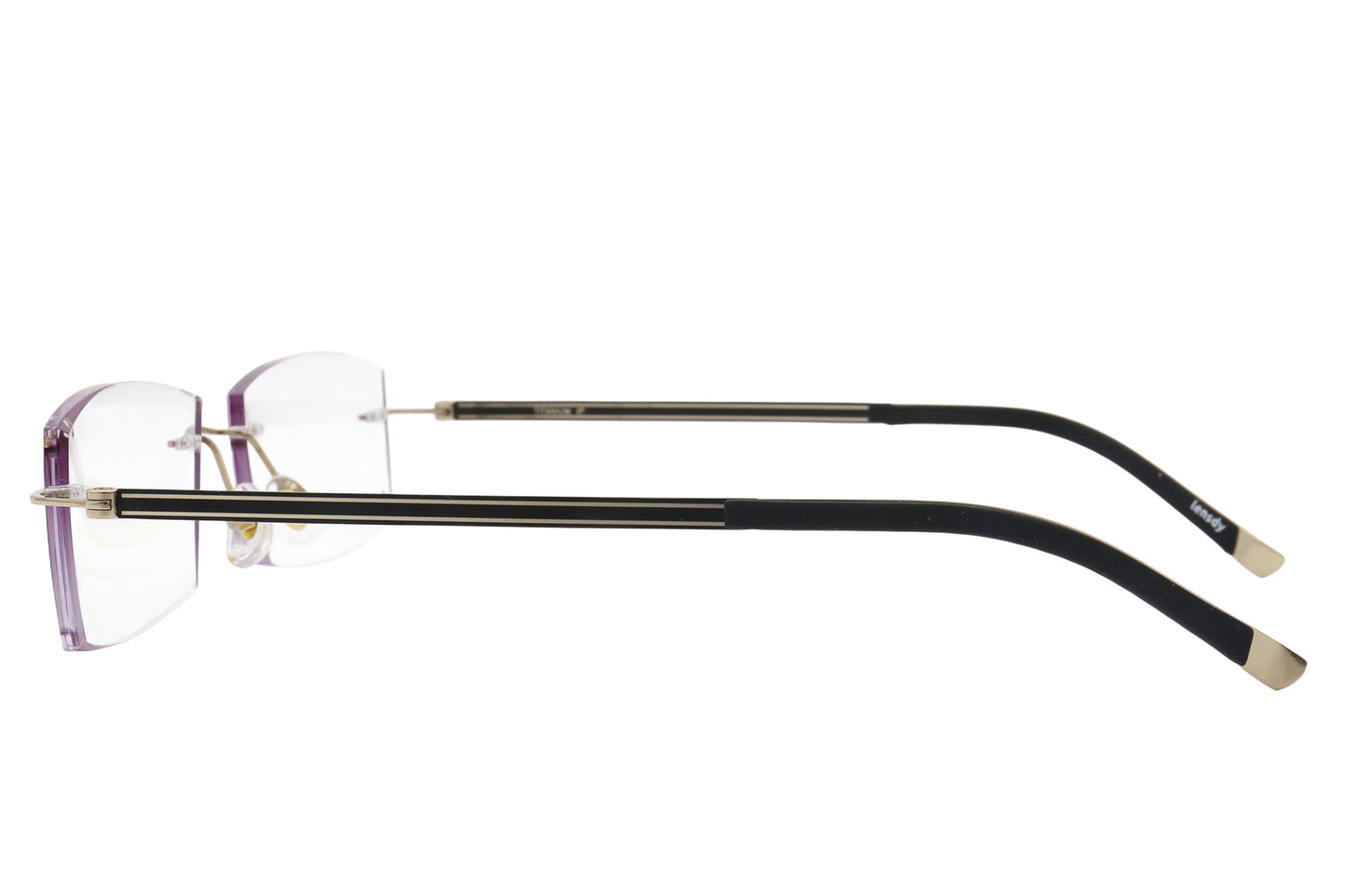 Starburst purple rimless glasses - detail view