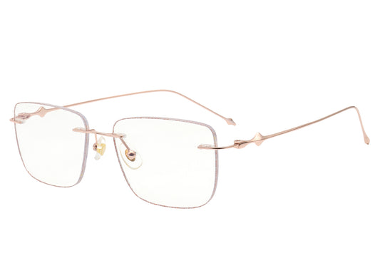 Stardust rose gold rimless glasses - front view