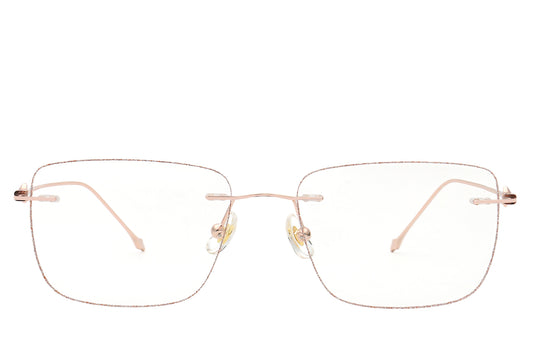 Stardust rose gold rimless glasses - side view