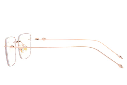 Stardust rose gold rimless glasses - detail view