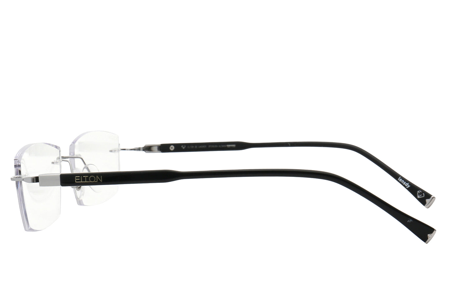 Minimal square rimless glasses - detail view